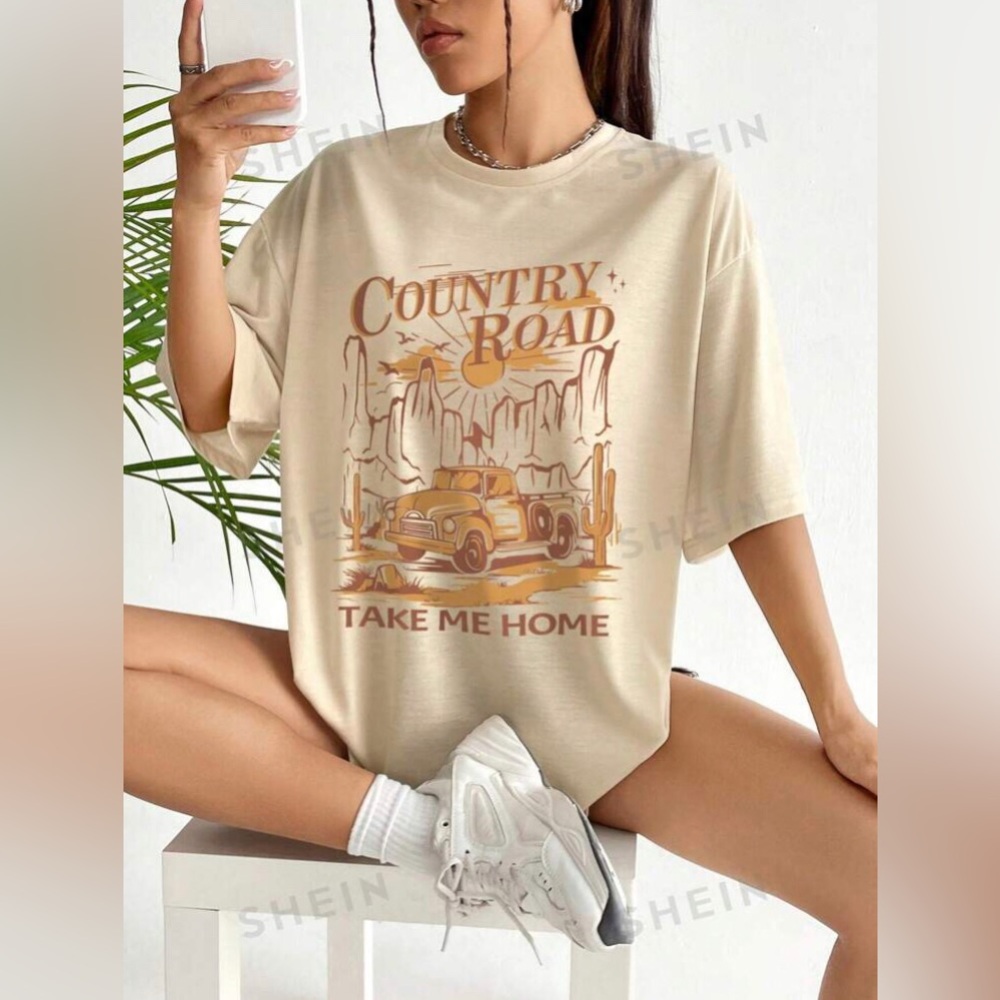 Size Small from SHEIN. Never worn. “Country road take me home”
